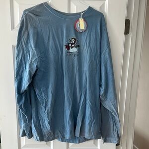 Charming Blue Long Sleeve Tee with Graphic